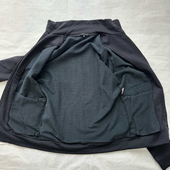 Minimalist black THEORY track jacket mock/high collar Sz P - Picture 6 of 6